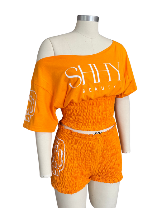Shirred T-Shirt Short Set